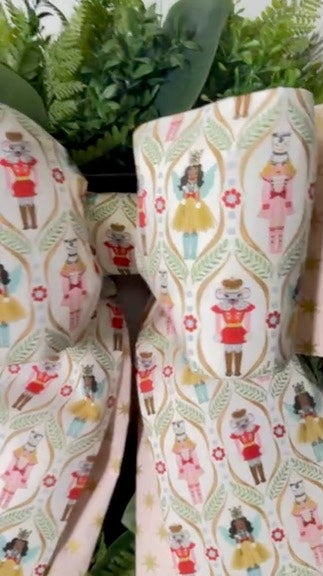 Nutcracker Christmas Double Bow | Pink & Gold Holiday Decor
