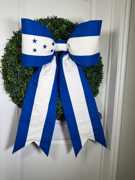 Honduras Flag Bow | Missionary Farewell Decor | Large Front Door Bow