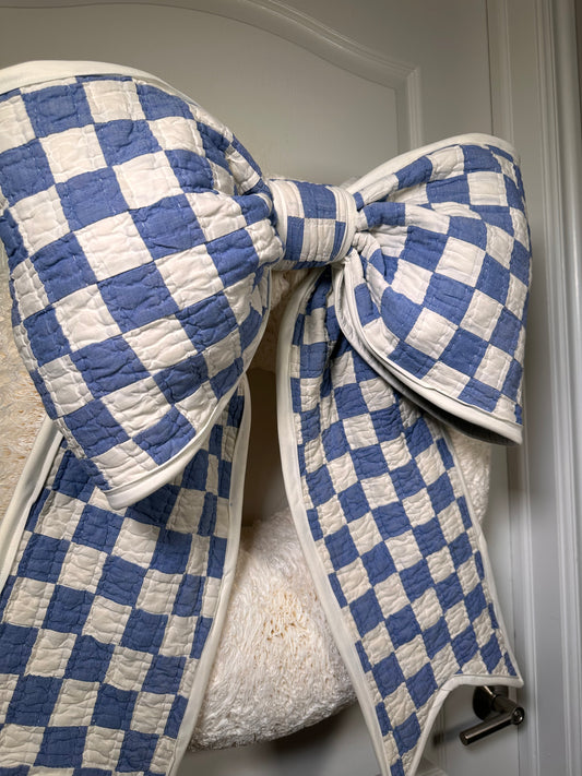 Blue Check Floppy Quilt Bow