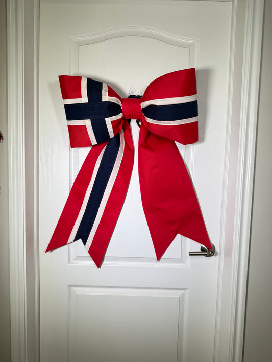 Norway Flag Bow | Missionary Farewell Decor | Large Front Door Bow