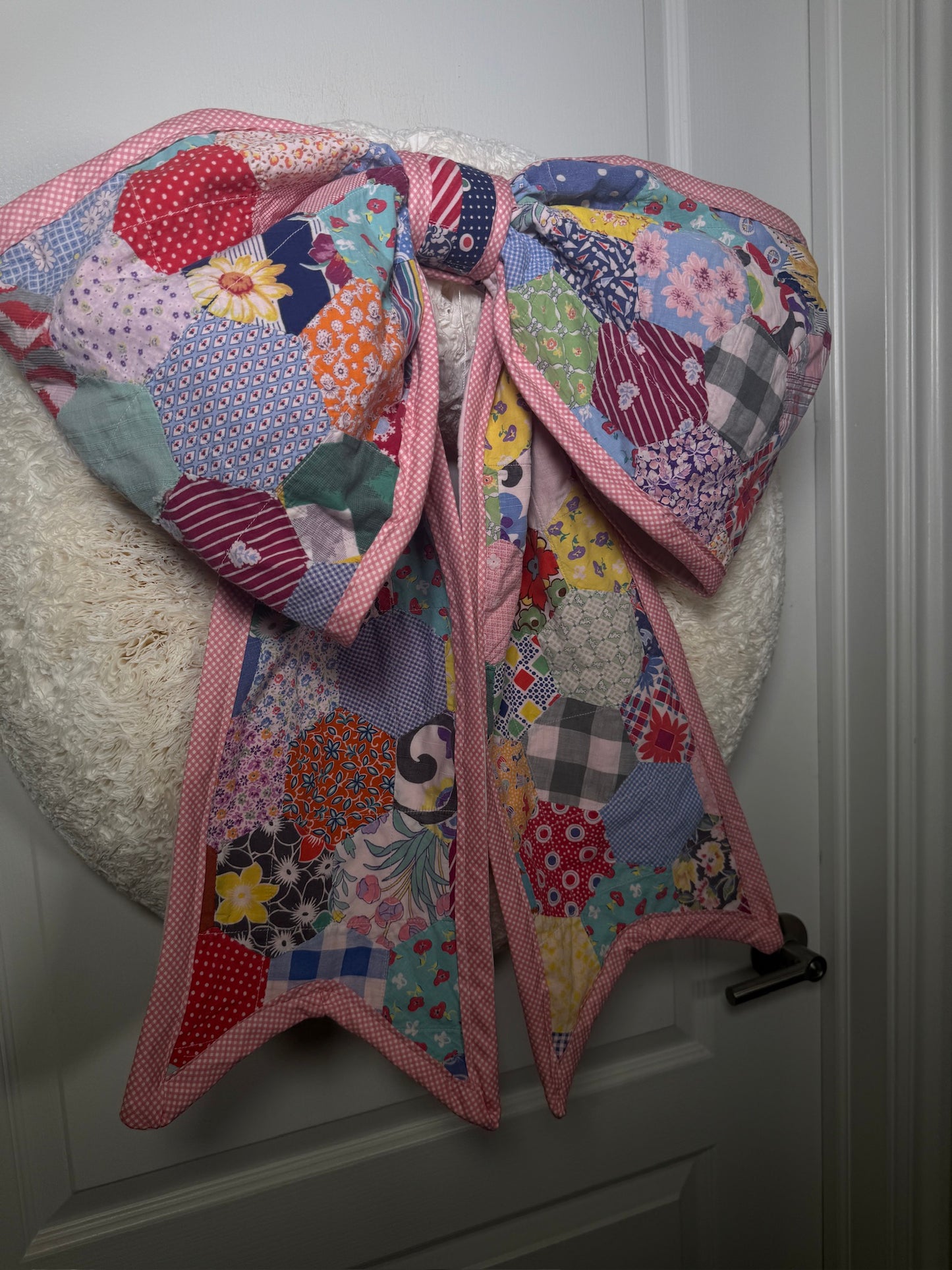 Vintage Pink Floppy Quilt Bow