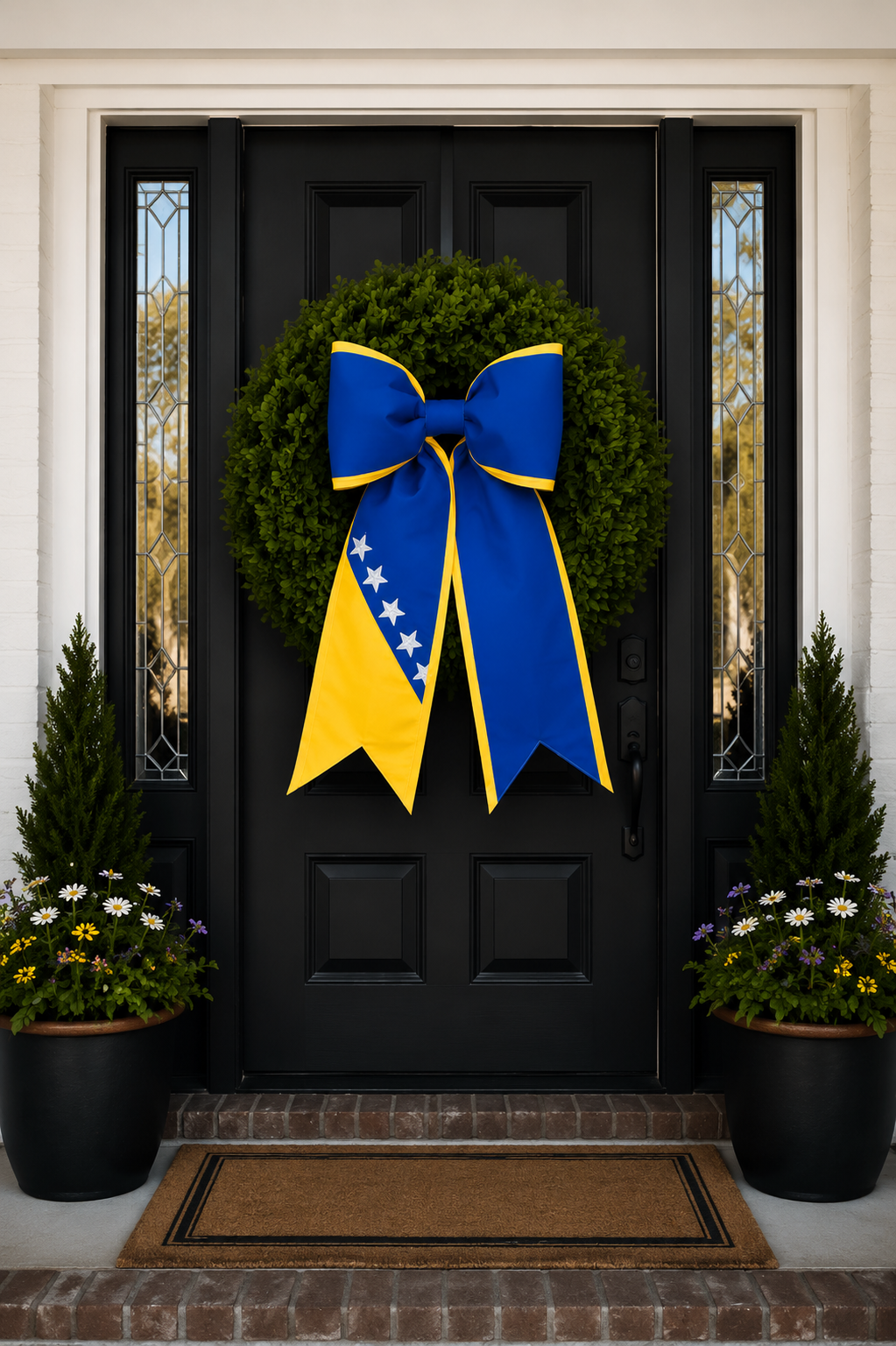 Bosnia & Herzegovina Flag Bow | Missionary Farewell & Country Pride Decor | Large Front Door Bow