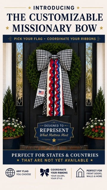 Custom Flag Bow | Missionary Farewell Decor | Large Front Door Bow