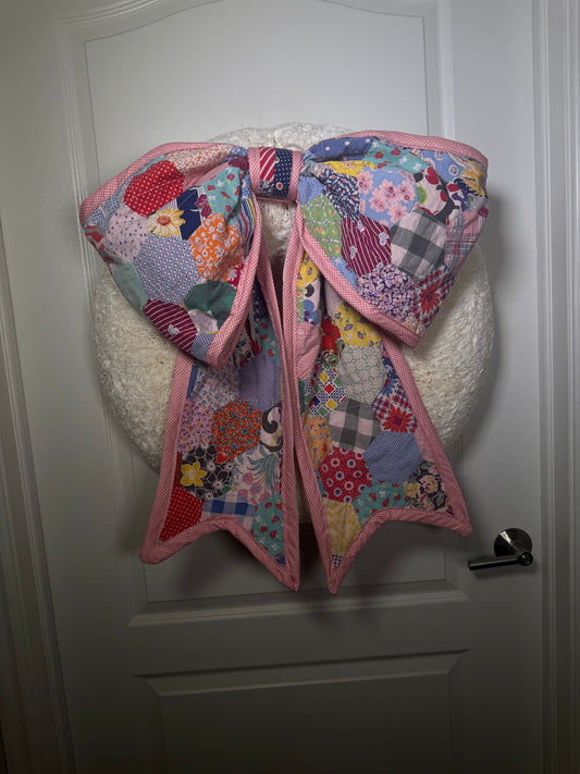 Vintage Pink Floppy Quilt Bow