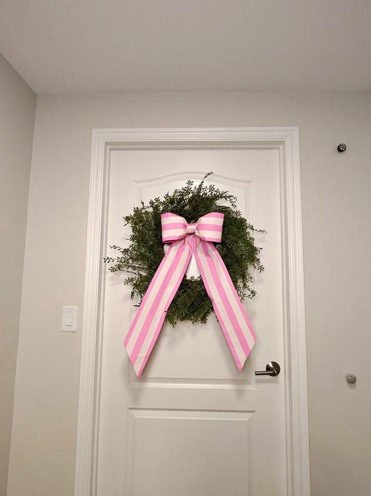 classic size bow in bold pink stripe