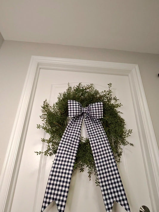 Navy Gingham Bow