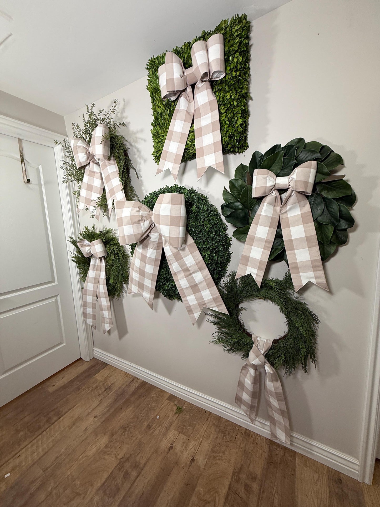 Beige Gingham Bow