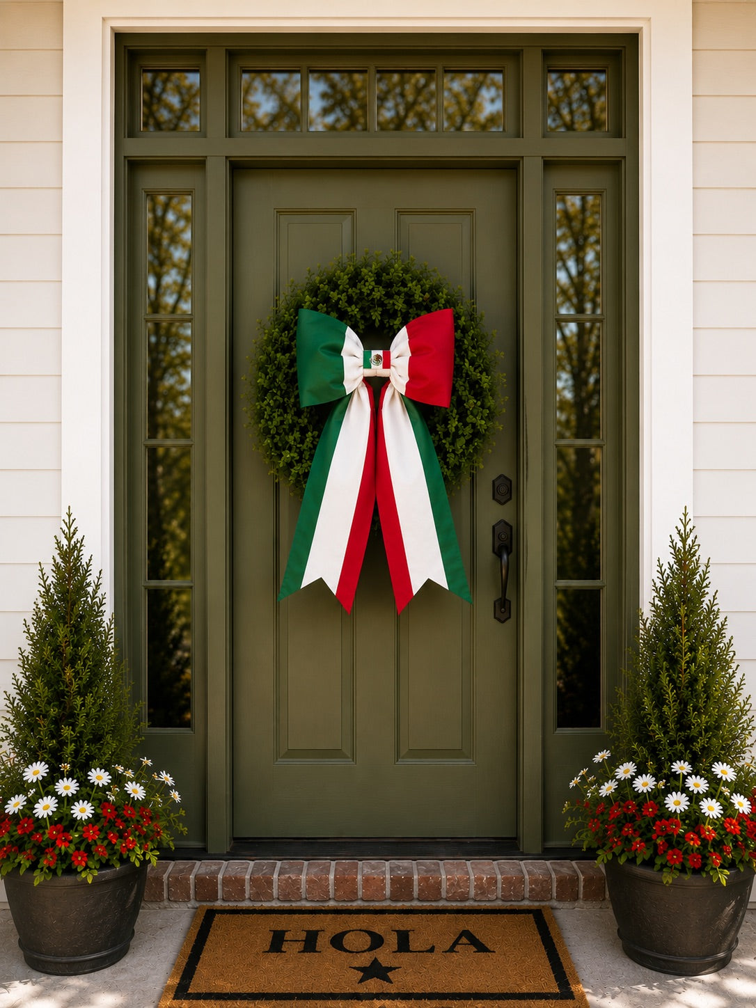 Mexico Flag Bow | Missionary Farewell Decor | Large Front Door Bow
