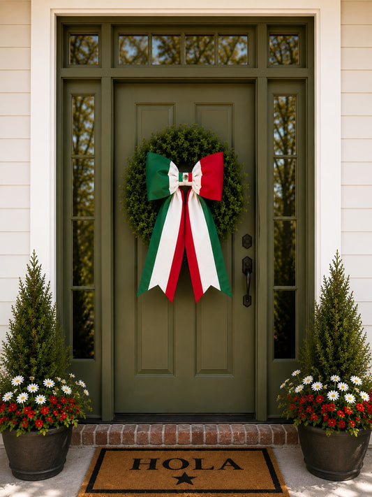 Mexico Flag Bow | Missionary Farewell Decor | Large Front Door Bow