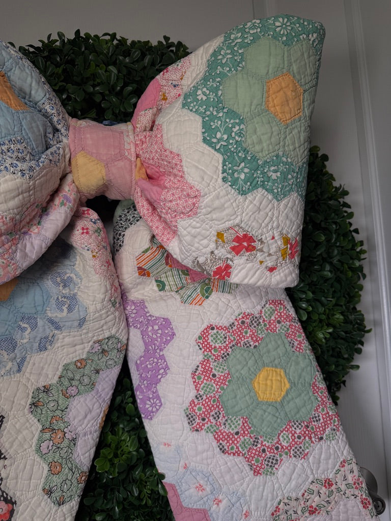 Vintage Grandmother’s Garden Structured Quilt Bow