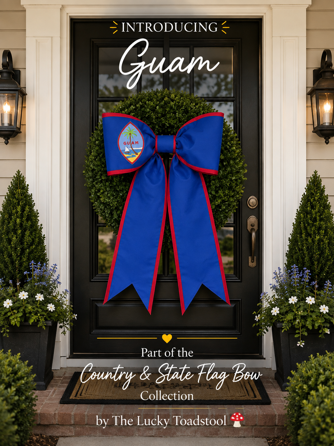 Guam Flag Bow | Missionary Farewell & Country Decor | Large Front Door Bow