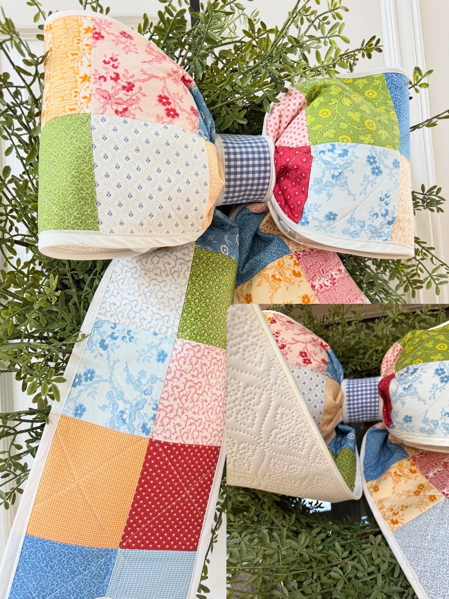 Antique Floral Quilted Bow