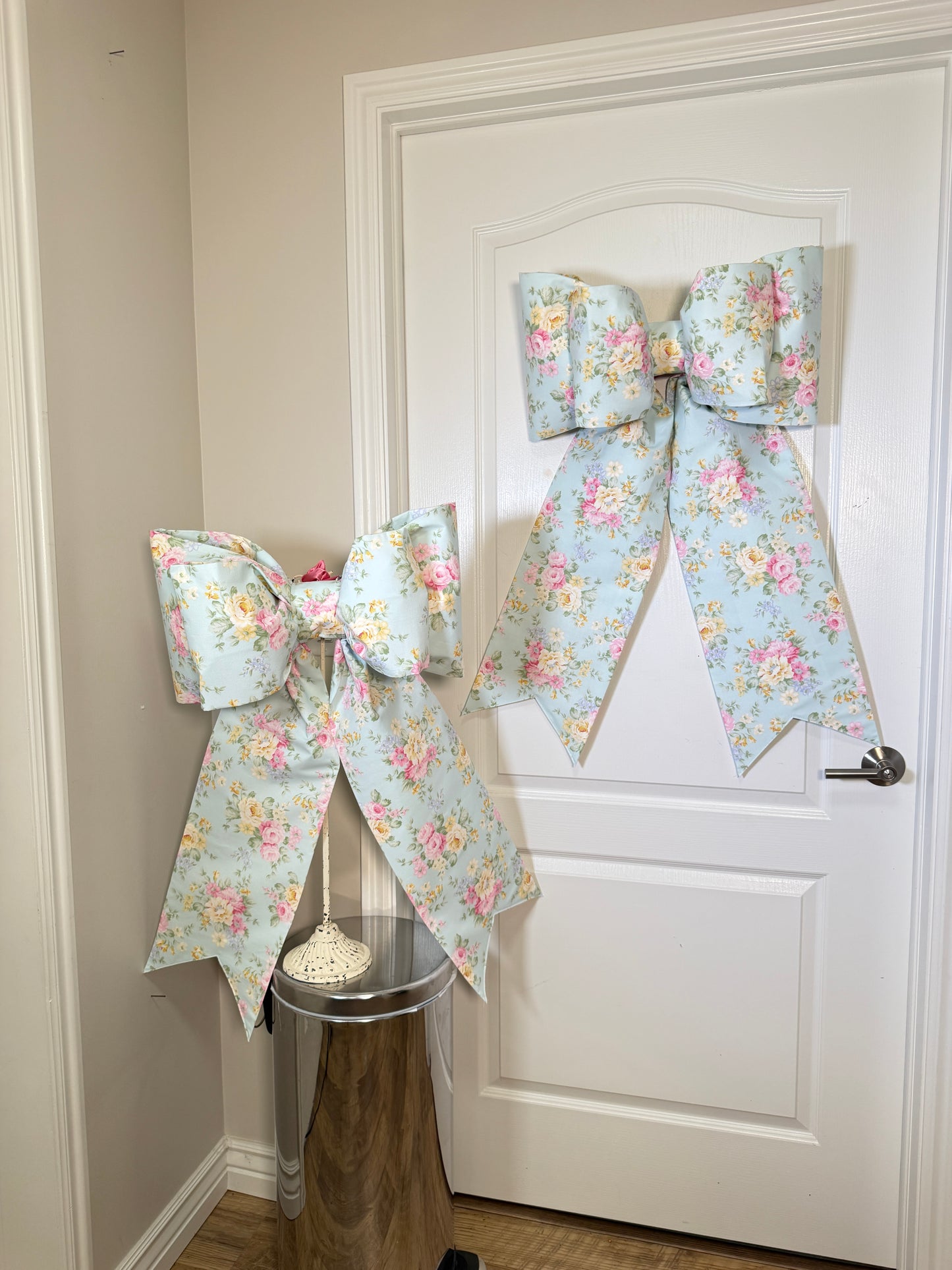 Blue Floral Bow