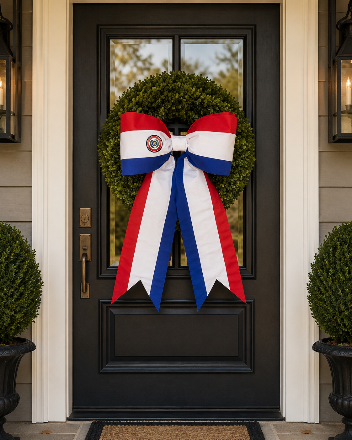 Paraguay Flag Bow | Missionary Farewell Decor | Large Front Door Bow