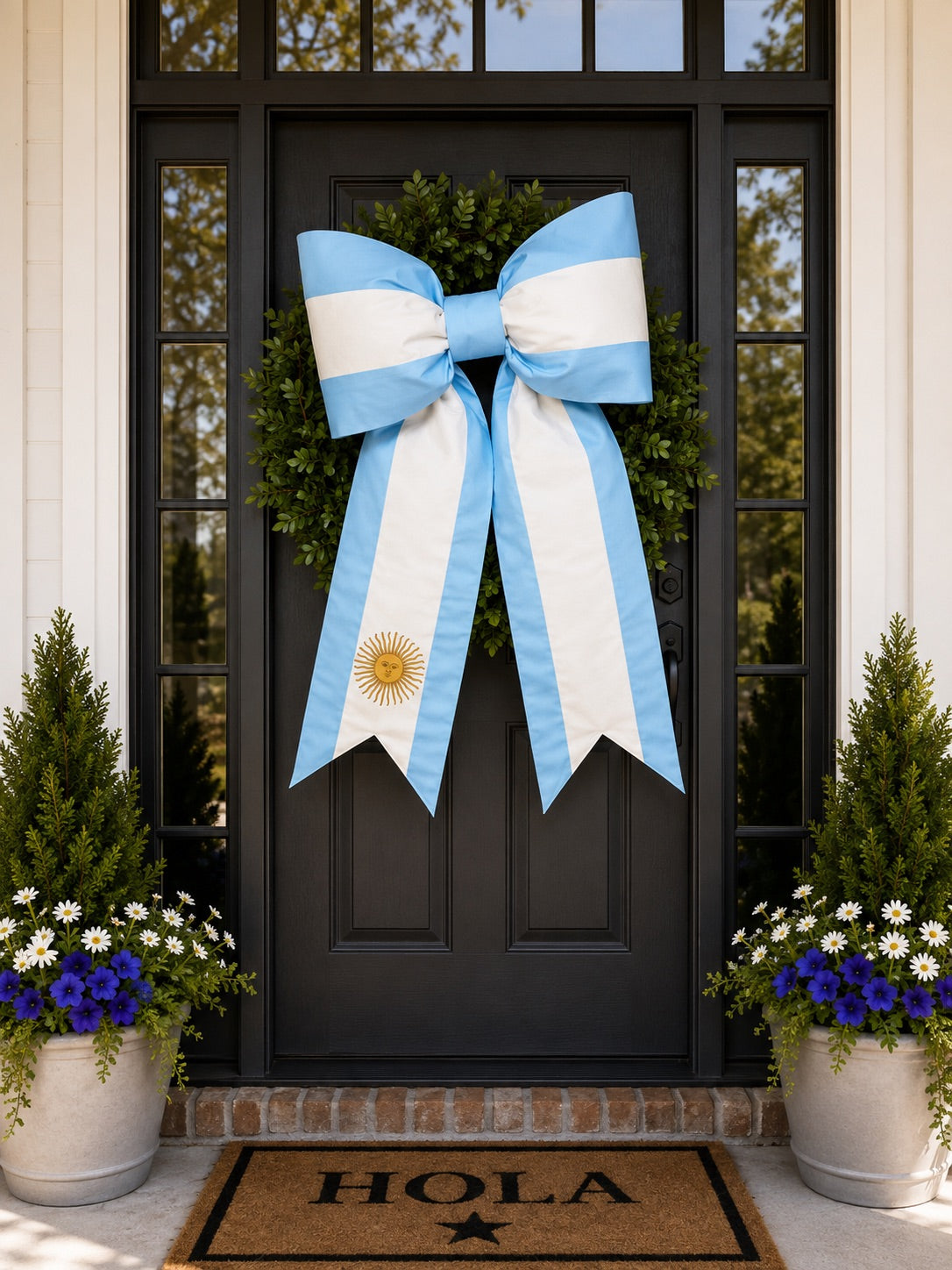 Argentina Flag Bow | Missionary Farewell Decor | Large Front Door Bow