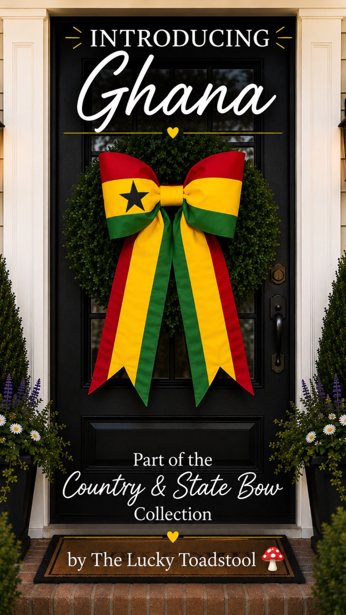 Ghana Flag Bow | Missionary Farewell Decor | Large Front Door Bow