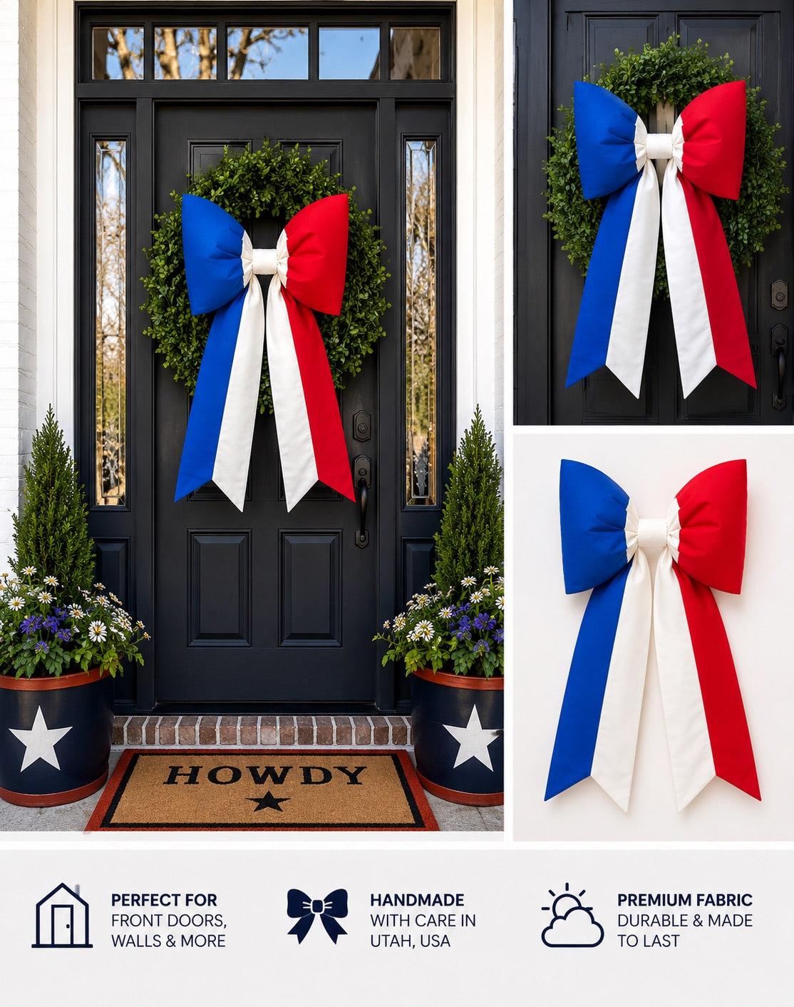 France Flag Bow | Missionary Farewell Decor | Large Front Door Bow
