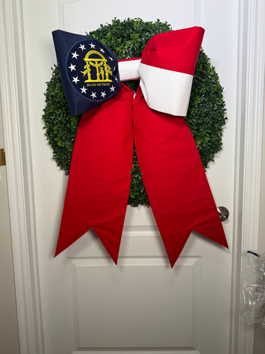 Georgia State Flag Bow | Missionary Farewell Decor | Large Front Door Bow