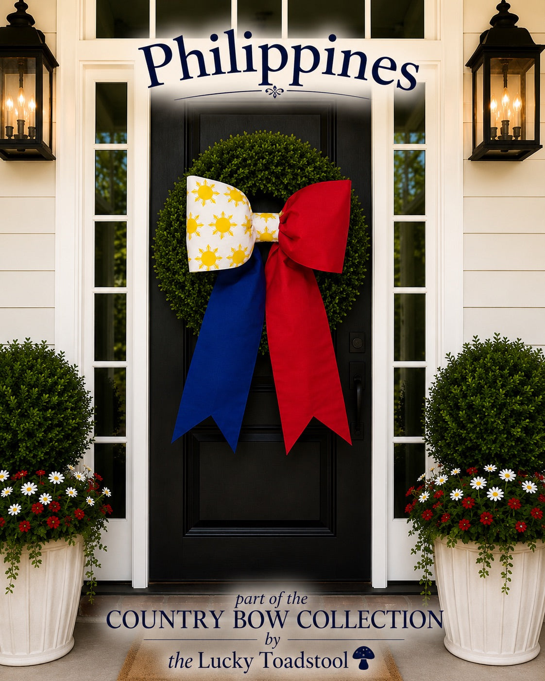 Philippines  Flag Bow | Missionary Farewell Decor | Large Front Door Bow