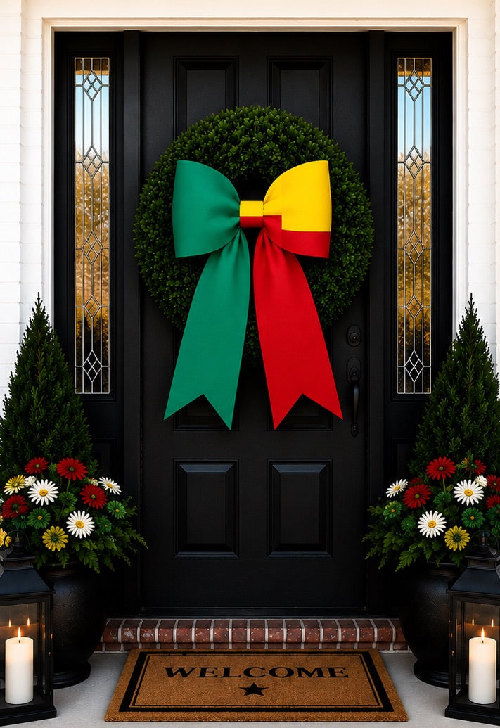 Benin Africa Flag Bow | Missionary Farewell Decor | Large Front Door Bow