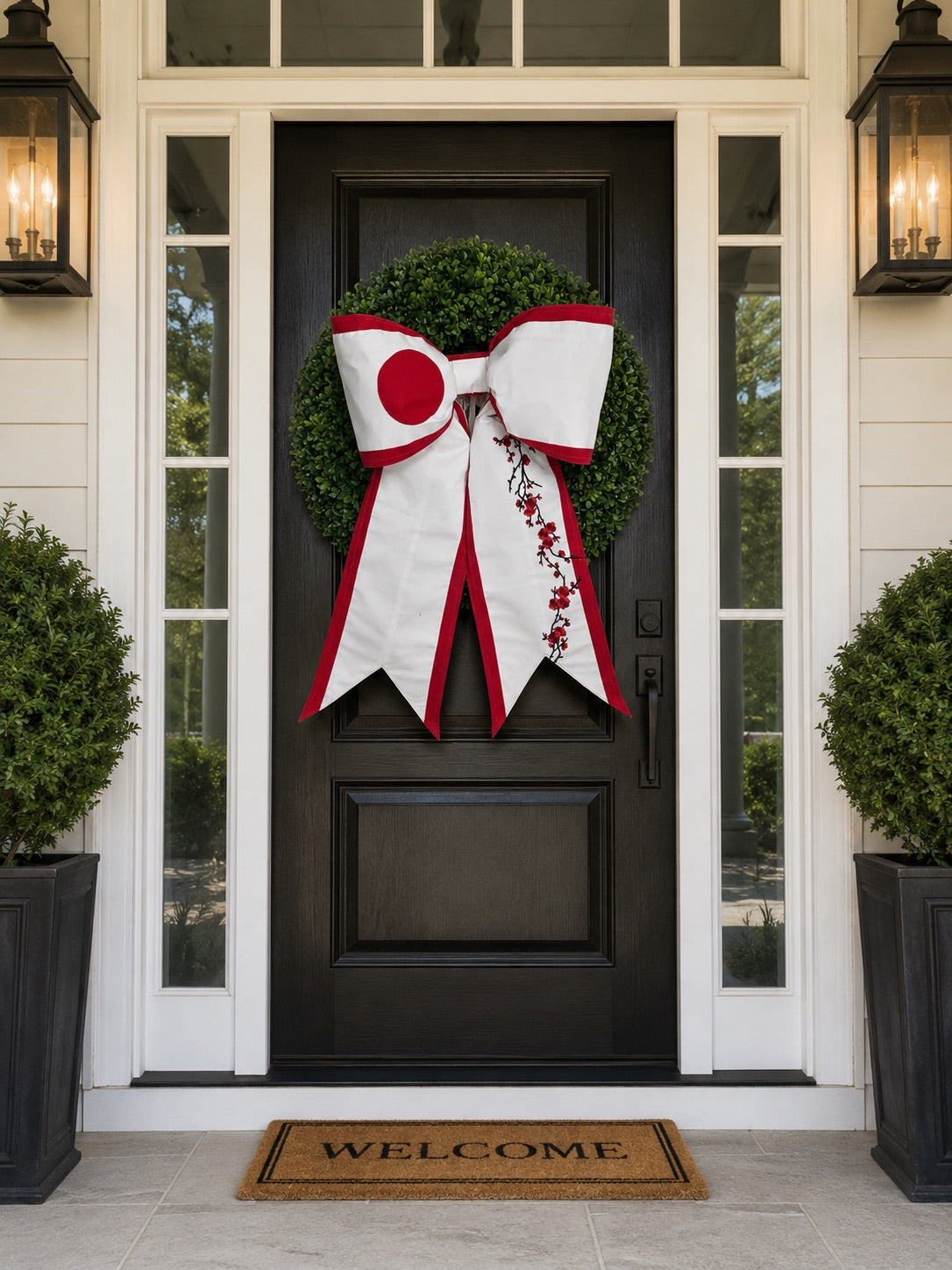 Japan Flag Bow | Missionary Farewell Decor | Large Front Door Bow