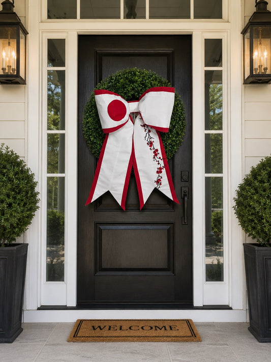 Japan Flag Bow | Missionary Farewell Decor | Large Front Door Bow