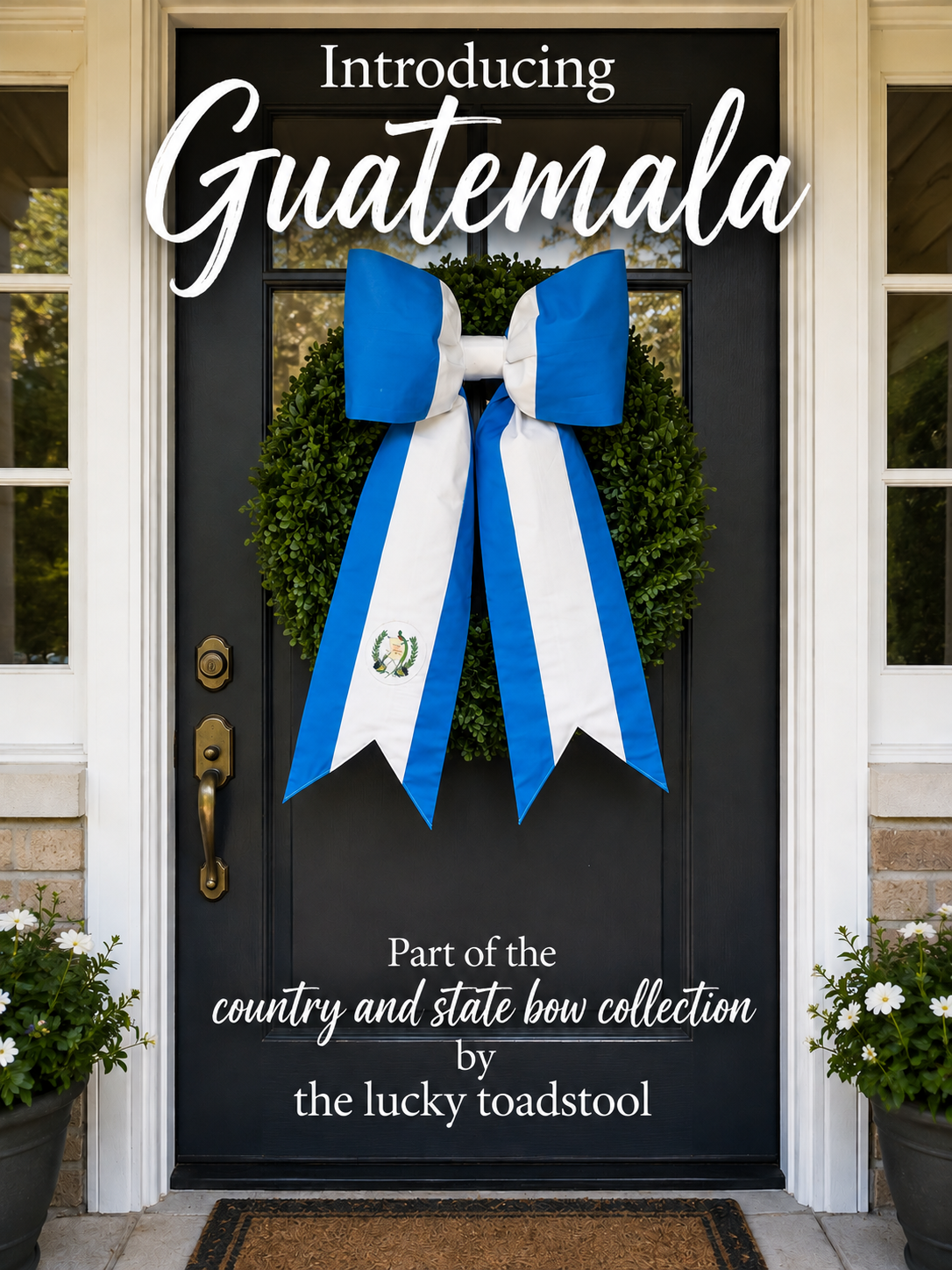 Guatemala Flag Bow | Missionary Farewell Decor | Large Front Door Bow