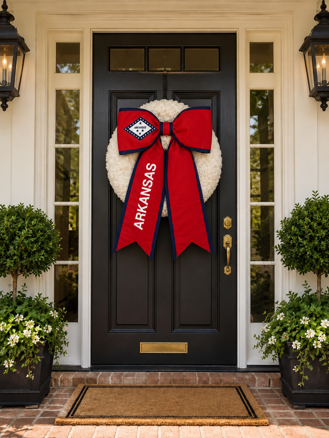 Arkansas State Flag Bow | Missionary Farewell Decor | Large Front Door Bow