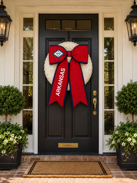 Arkansas State Flag Bow | Missionary Farewell Decor | Large Front Door Bow