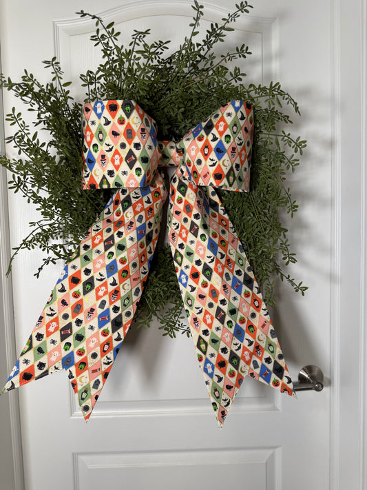 Halloween Party Bow and door bow – Rifle Paper Co. Fabric – Extra Large Door Bow with Coordinating Ribbons | free shipping