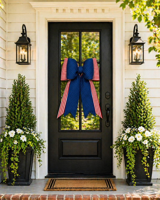 Double Patriotic Royal Stars abd Stripes Bow