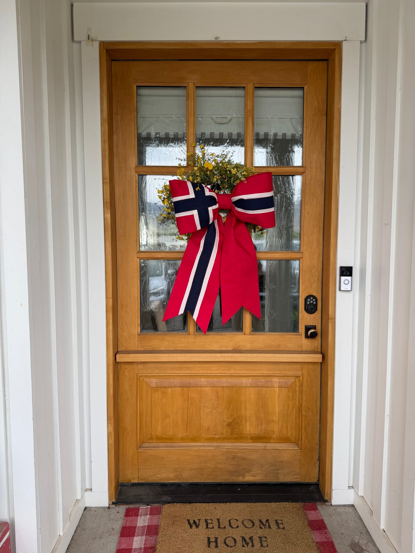 Norway Flag Bow | Missionary Farewell Decor | Large Front Door Bow
