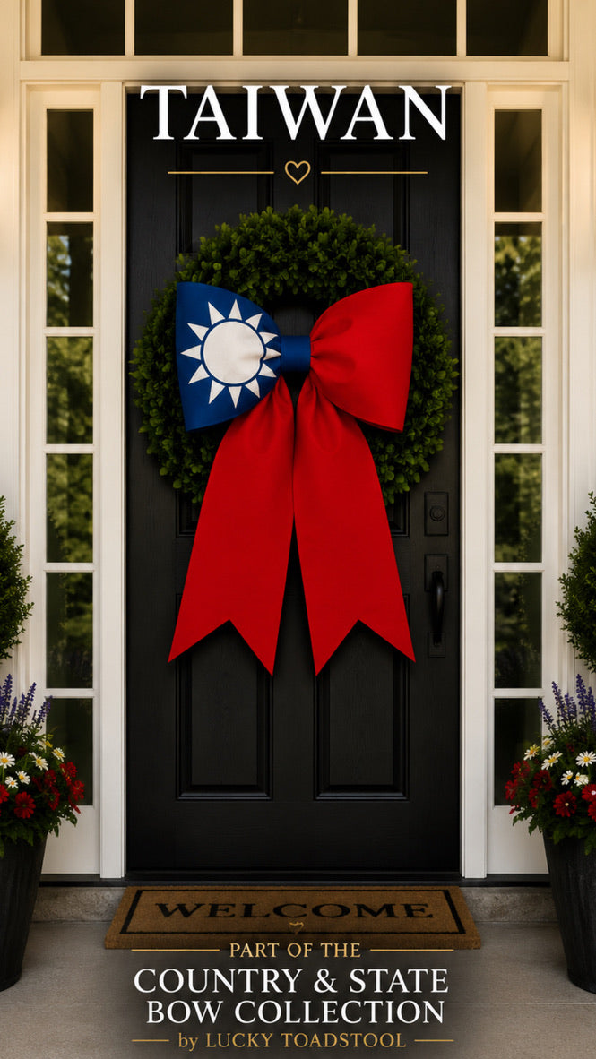 Taiwan  Flag Bow | Missionary Farewell Decor | Large Front Door Bow