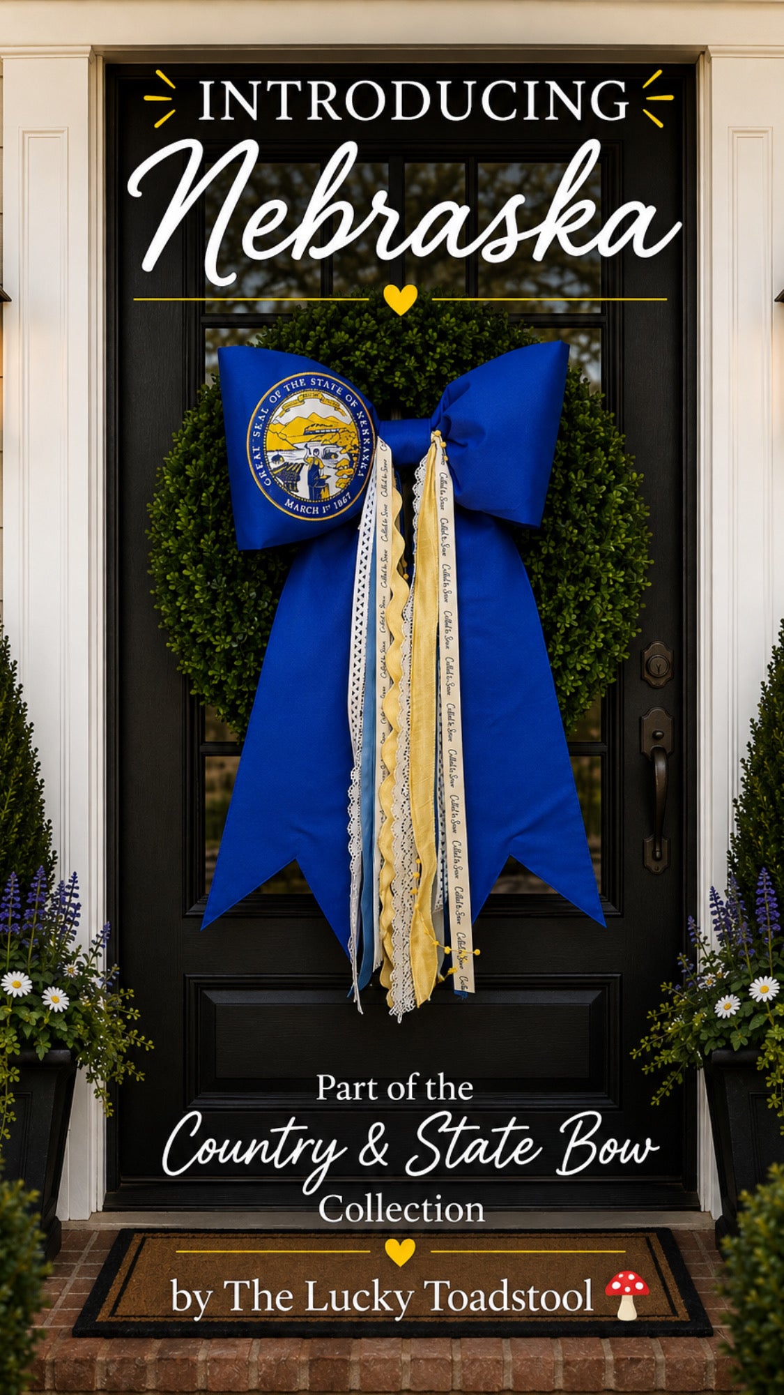 Nebraska State Flag Bow | Missionary Farewell Decor | Large Front Door Bow