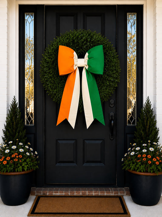 Ivory Coast Flag Bow | Missionary Farewell Decor | Large Front Door Bow