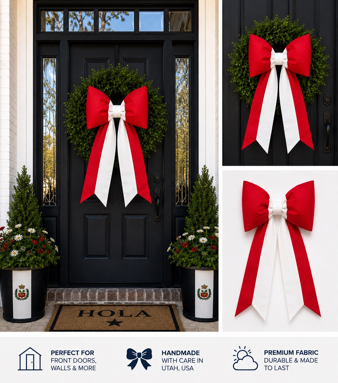 Peru Flag Bow | Missionary Farewell Decor | Large Front Door Bow