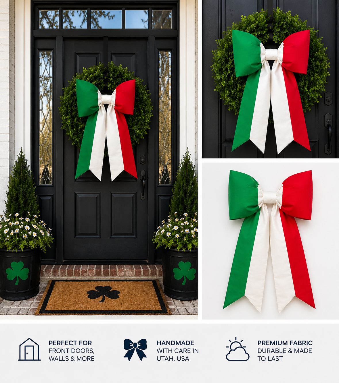 Italy Flag Bow | Missionary Farewell Decor | Large Front Door Bow