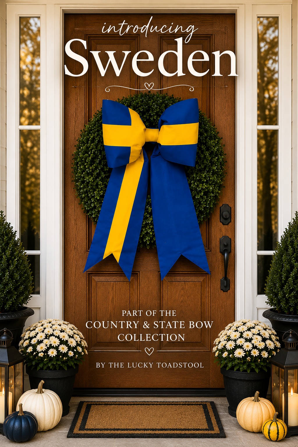 Sweden Flag Bow | Missionary Farewell Decor | Large Front Door Bow