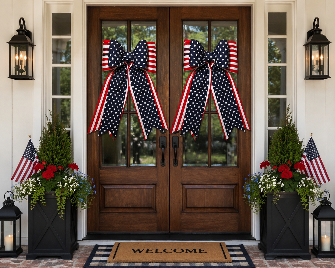 Double American Flag Bow