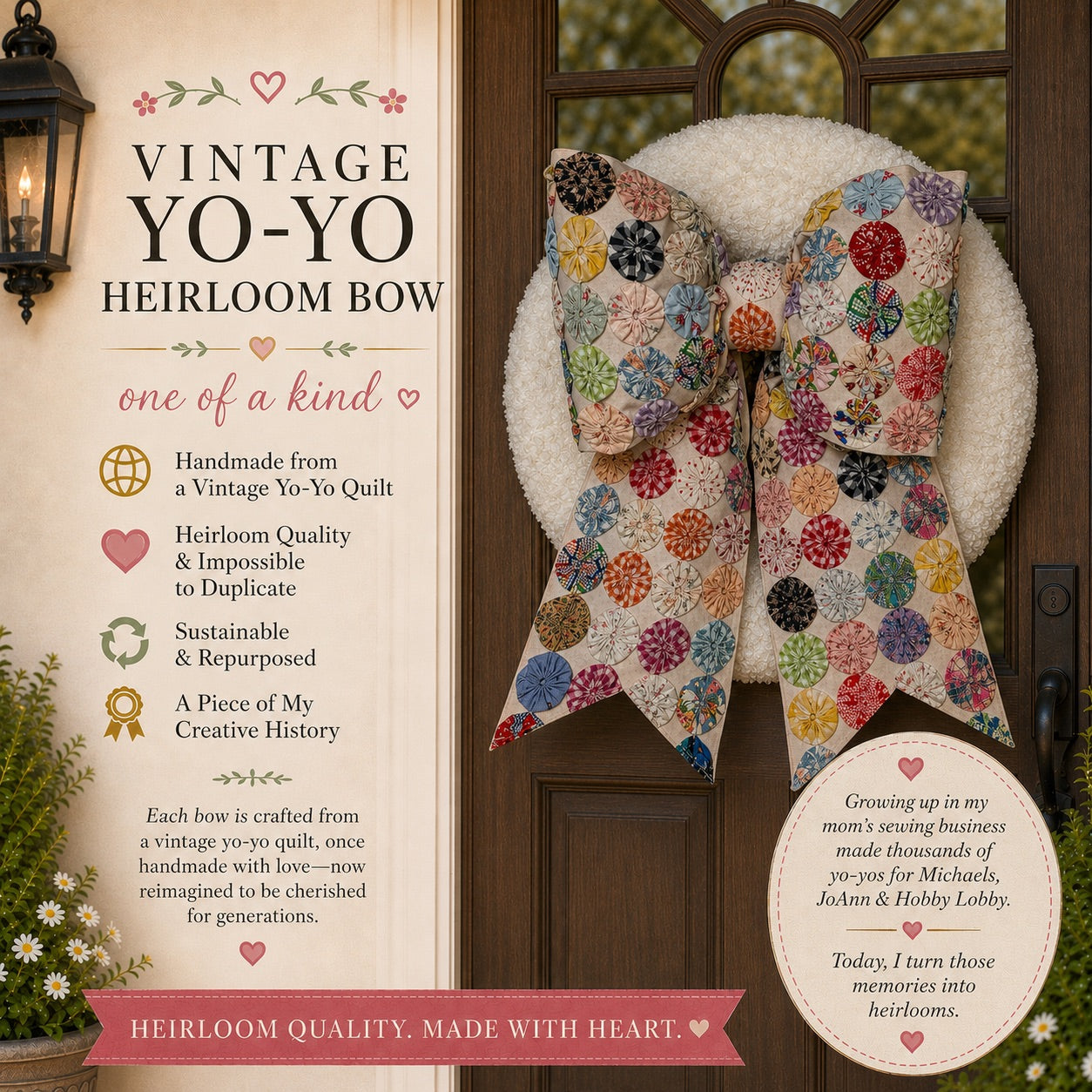 Vintage Yo-Yo Quilted Bow