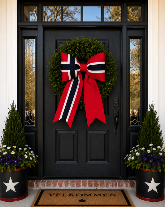 Norway Flag Bow | Missionary Farewell Decor | Large Front Door Bow