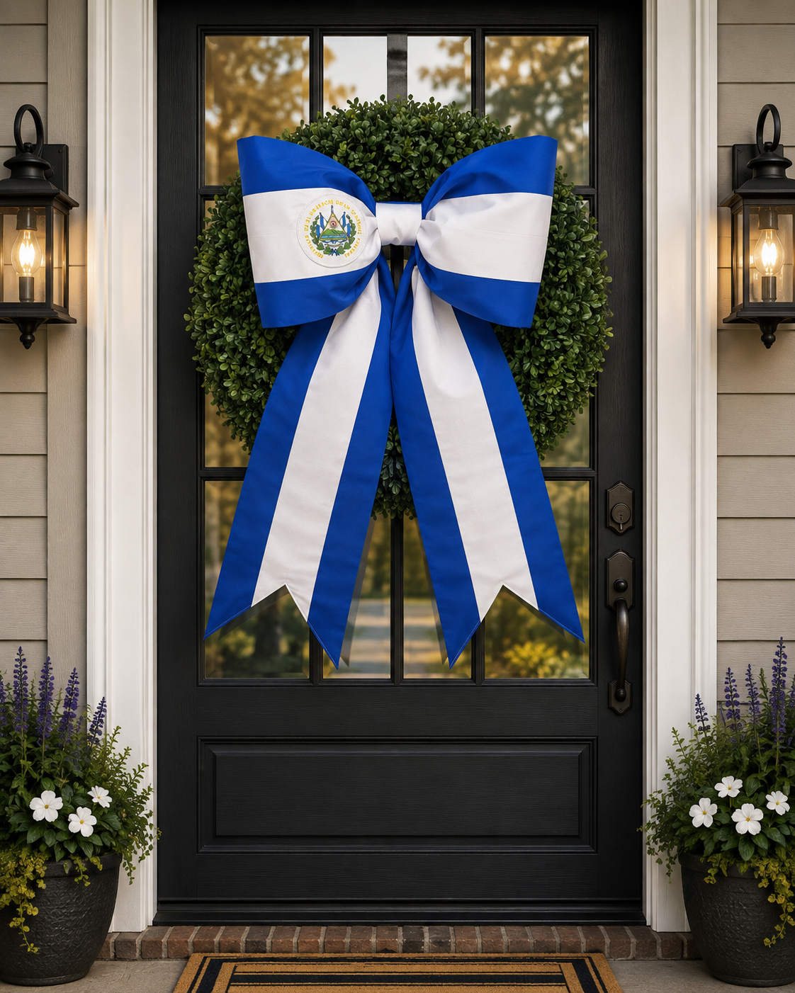 El SalvadorFlag Bow | Missionary Farewell Decor | Large Front Door Bow