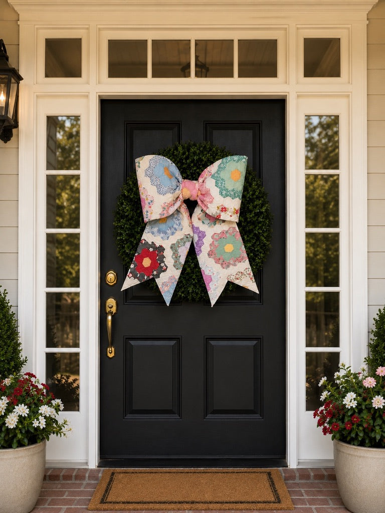 Vintage Grandmother’s Garden Structured Quilt Bow