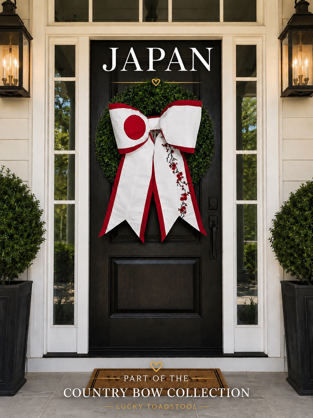 Japan Flag Bow | Missionary Farewell Decor | Large Front Door Bow