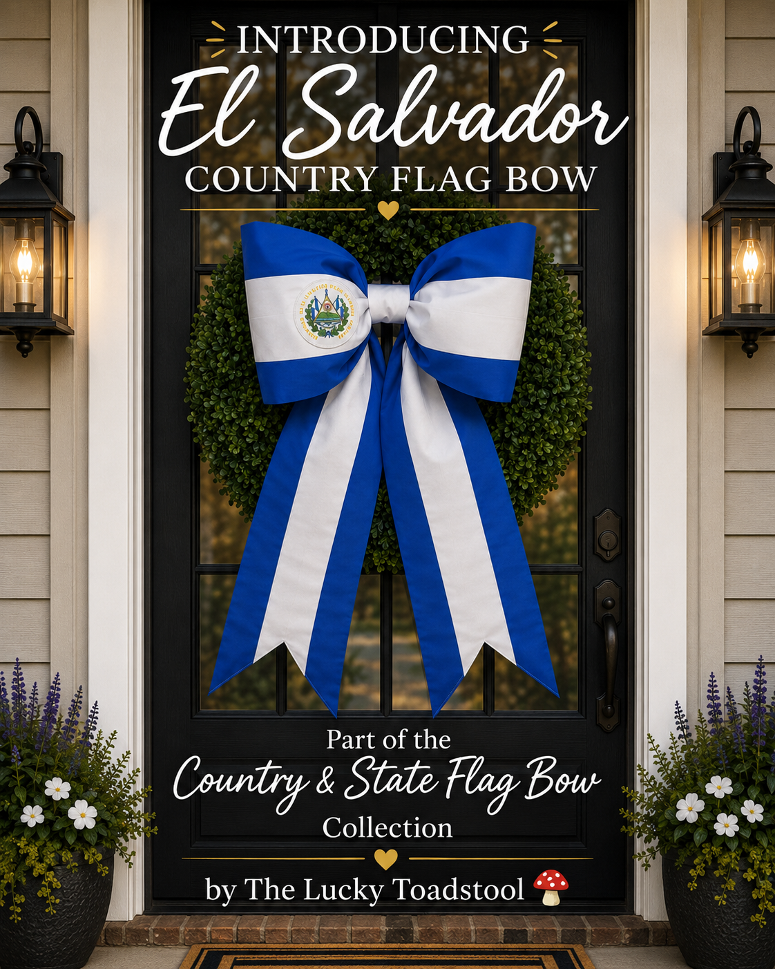 El SalvadorFlag Bow | Missionary Farewell Decor | Large Front Door Bow