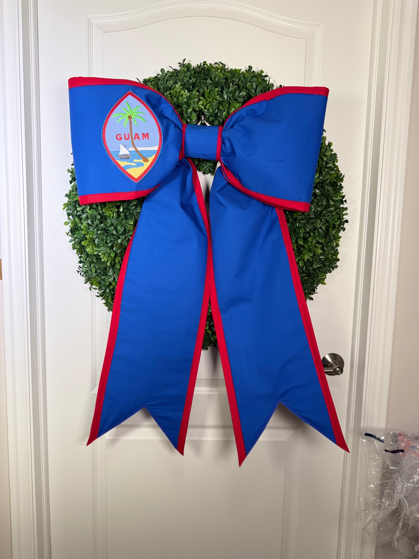Guam Flag Bow | Missionary Farewell & Country Decor | Large Front Door Bow