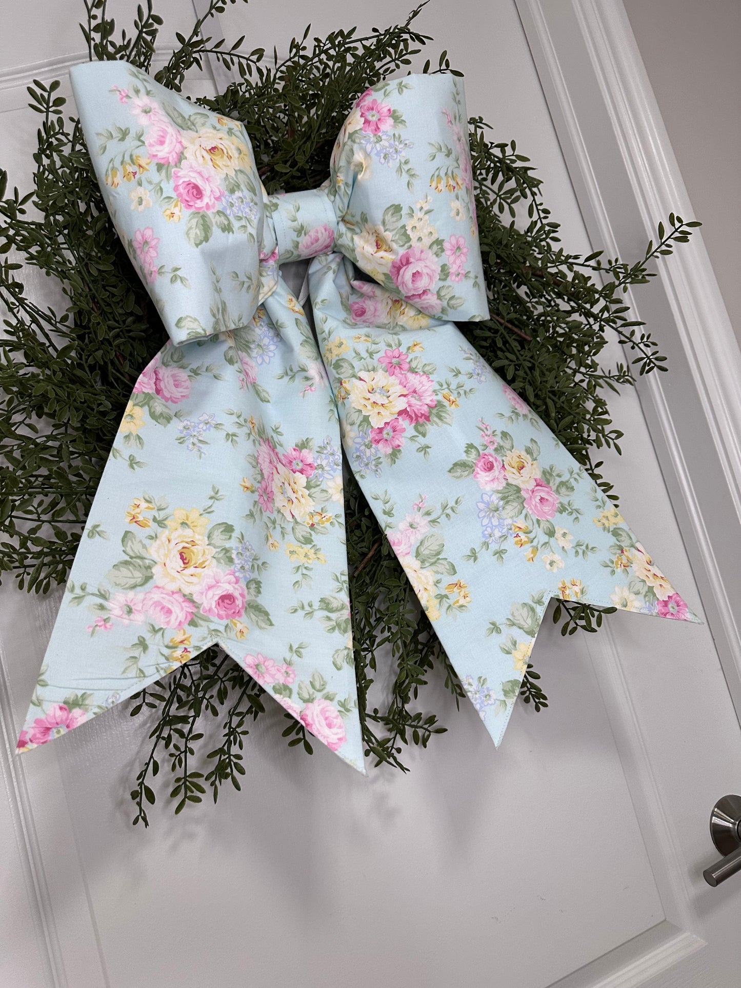 Blue Floral Bow