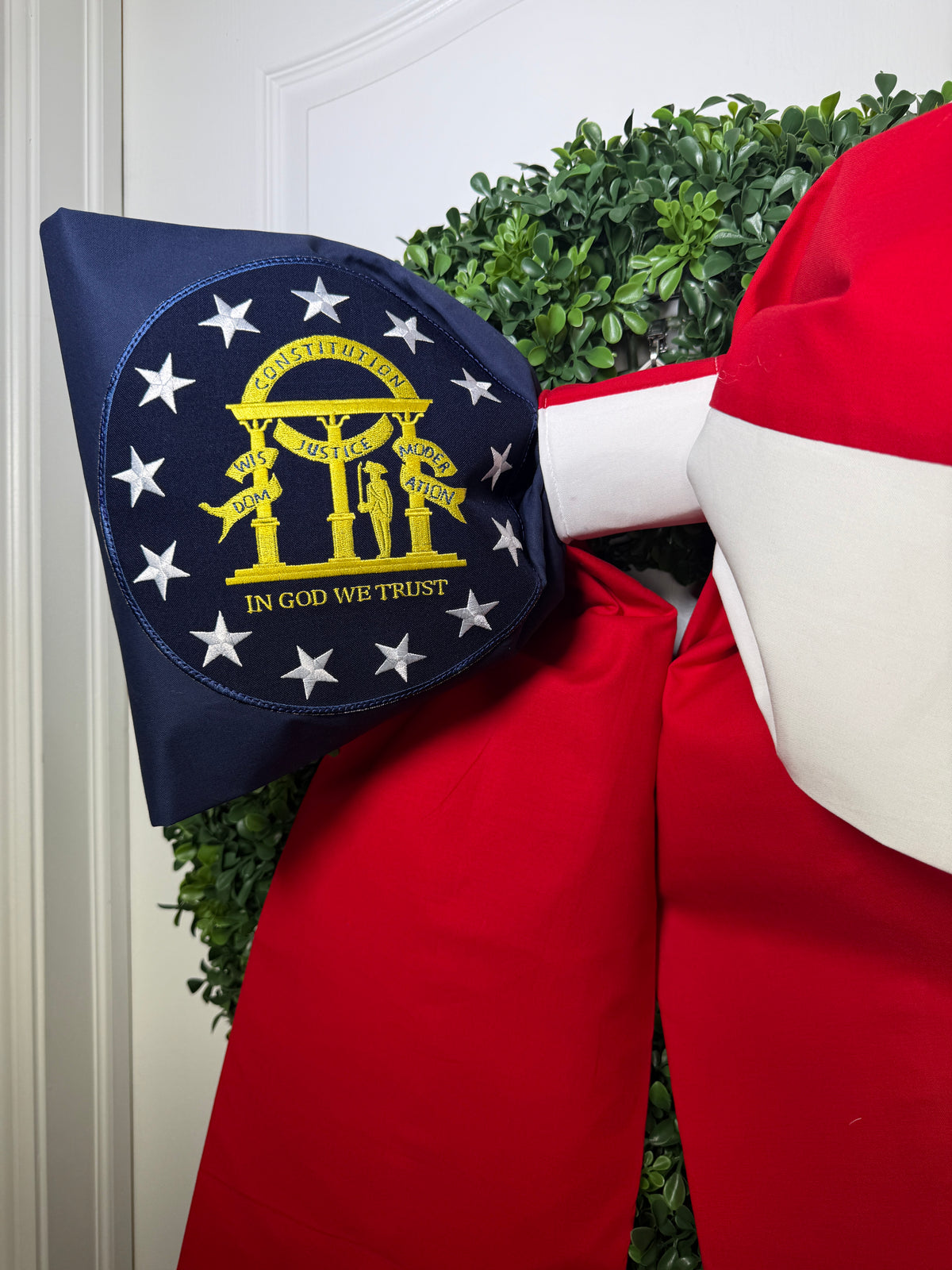 Georgia State Flag Bow | Missionary Farewell Decor | Large Front Door Bow