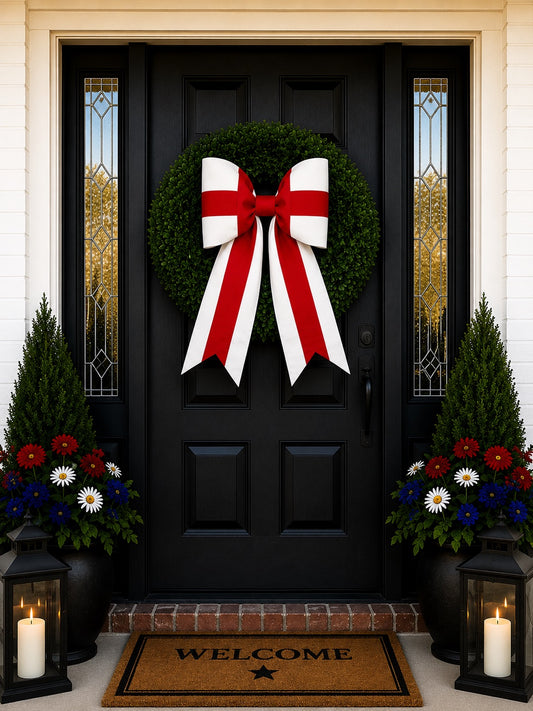 England Flag Bow | Missionary Farewell Decor | Large Front Door Bow