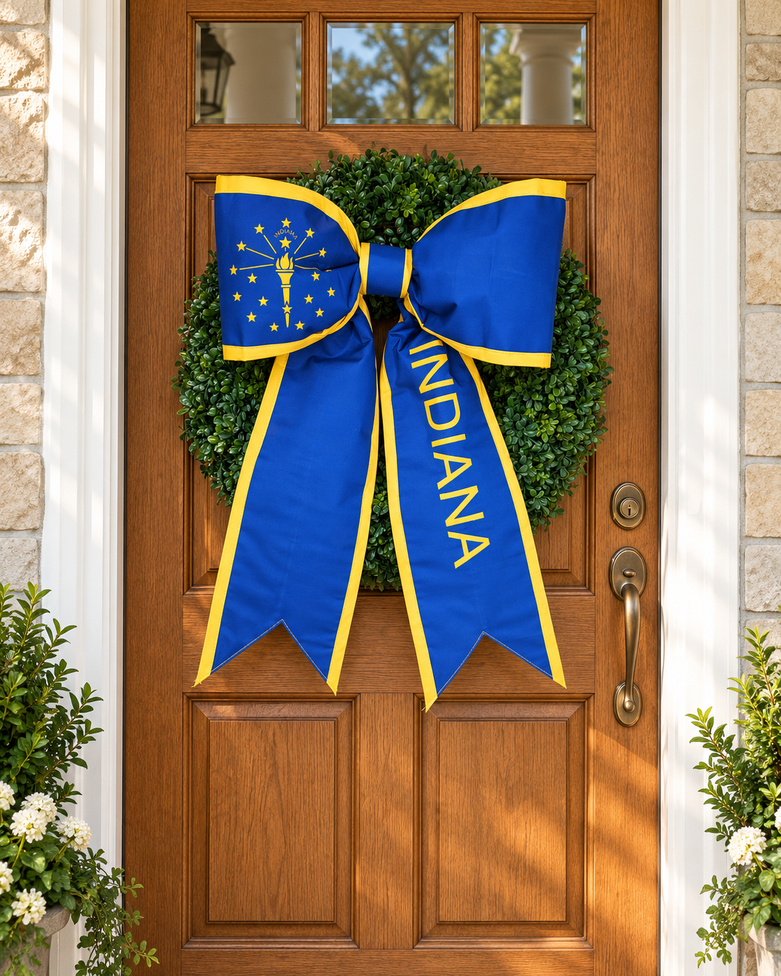 Indiana State Flag Bow | Missionary Farewell Decor | Large Front Door Bow